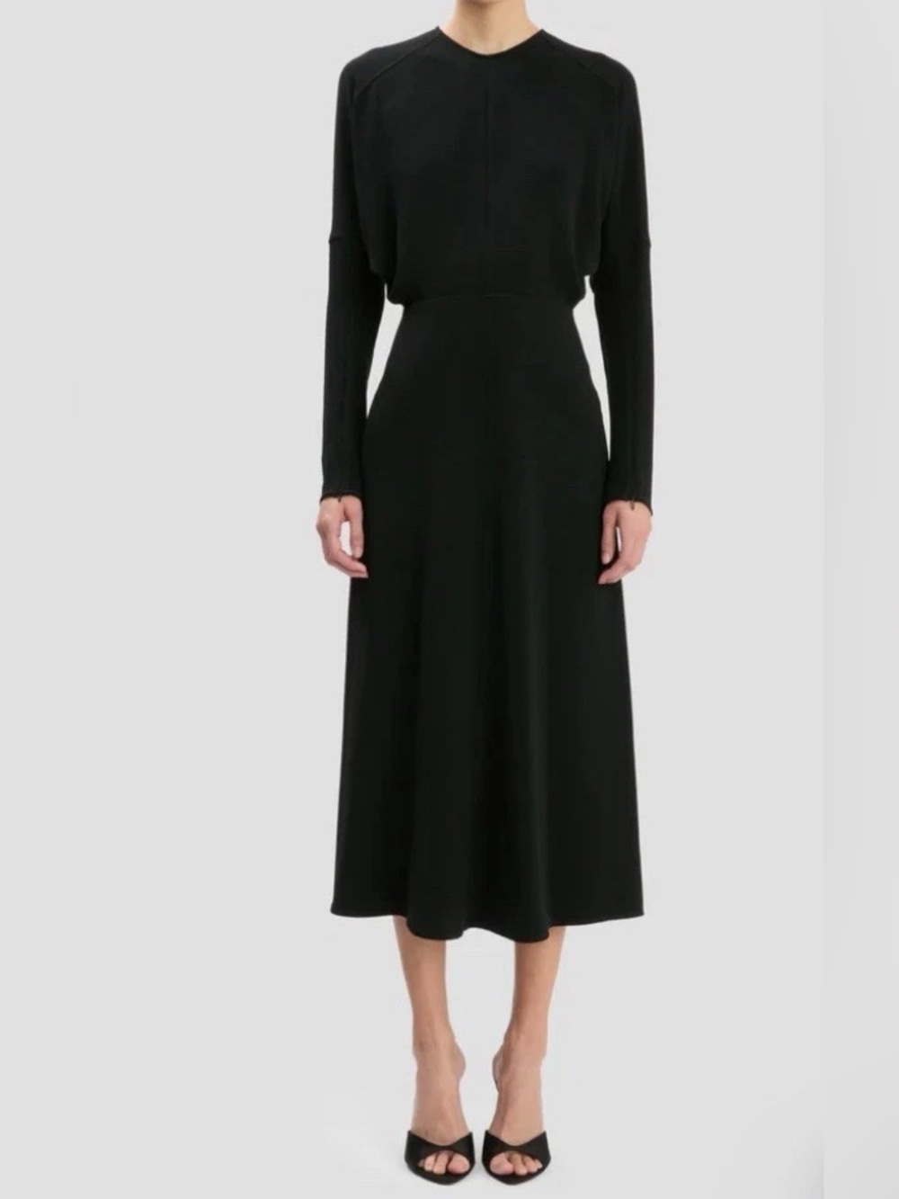NWT Victoria Beckham Dolman Sleeve Midi Dress in Black Size UK 4/US 0